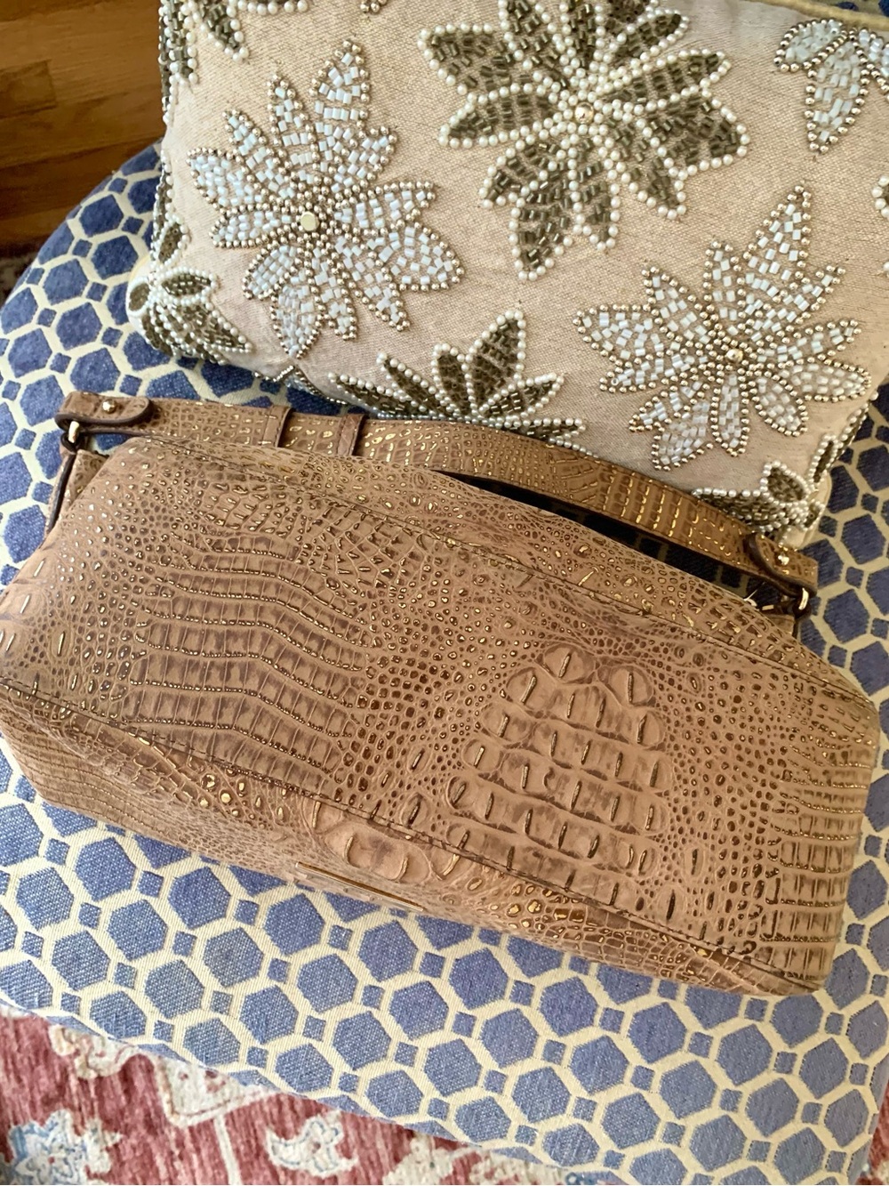Brahmin Brown Croc-Embossed Shoulder Bag Gold accents - Picture 13 of 13